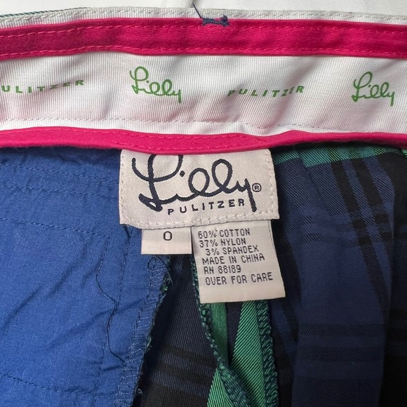 Lilly Pulitzer Womens 0 Plaid Golf Pants Green Blue Preppy VTG Ankle Cropped - Picture 5 of 6